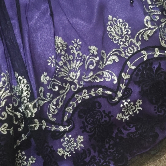 Purple and Black Strapless Formal Dress - Picture 2 of 2